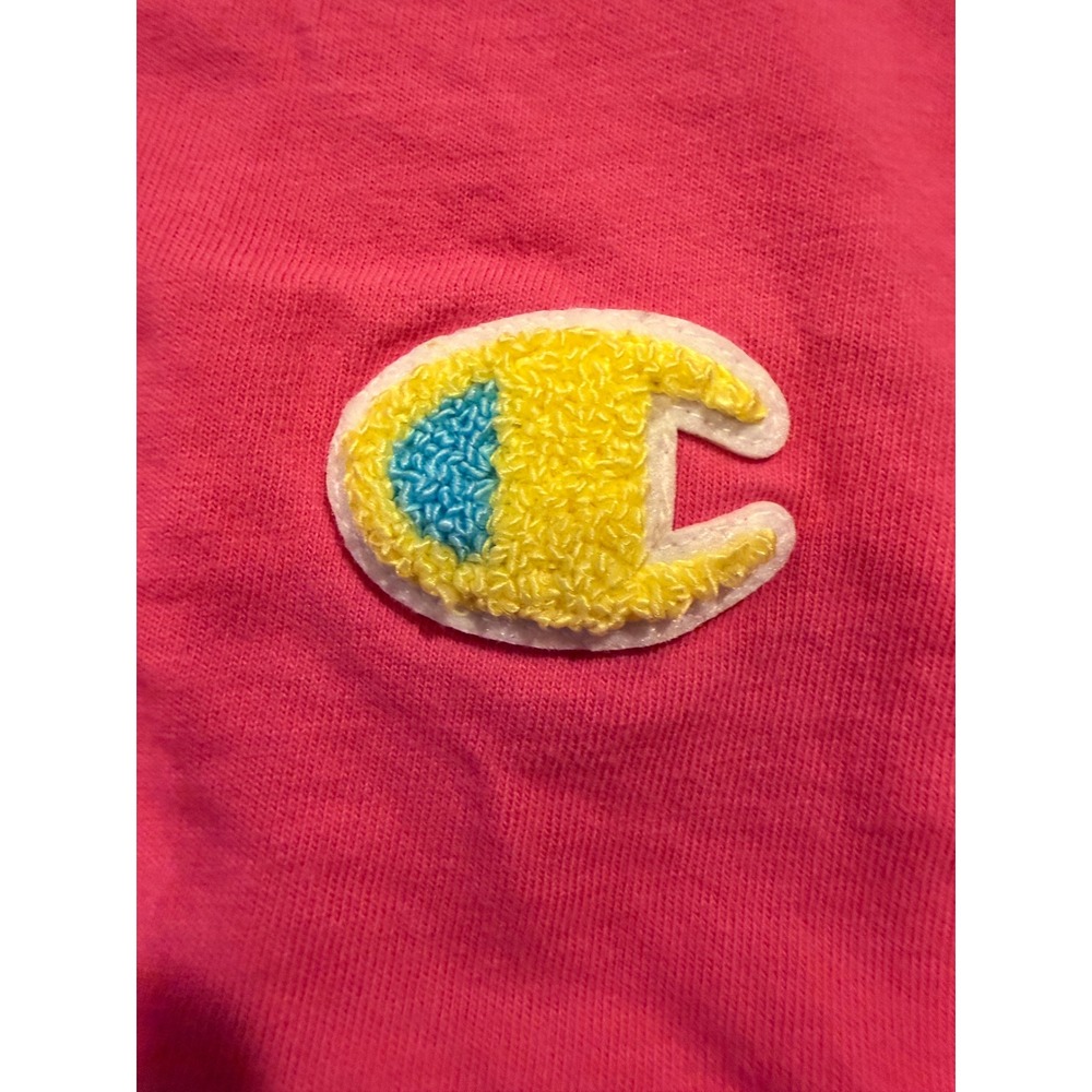 Champion‎ Reverse Weave Crop Top T-Shirt Pink Embroidered Logo Patch 19 Small - Picture 3 of 9